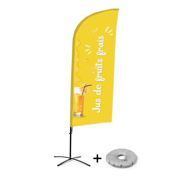 Beachflag Alu Wind Komplett-Set Frischer Saft Französisch Kreuzständer