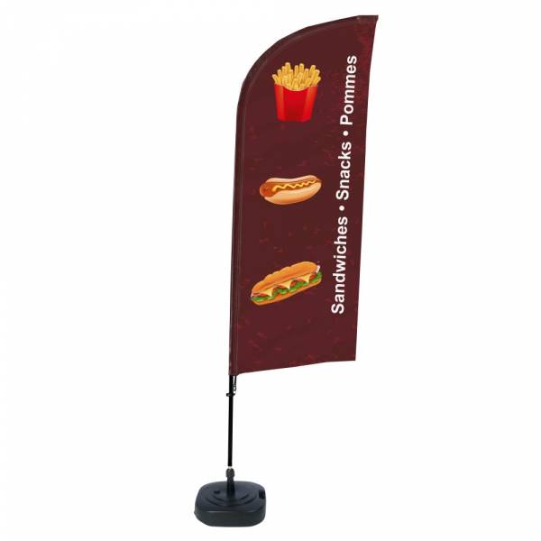 Beachflag Alu Wind Komplett-Set Snacks Deutsch ECO