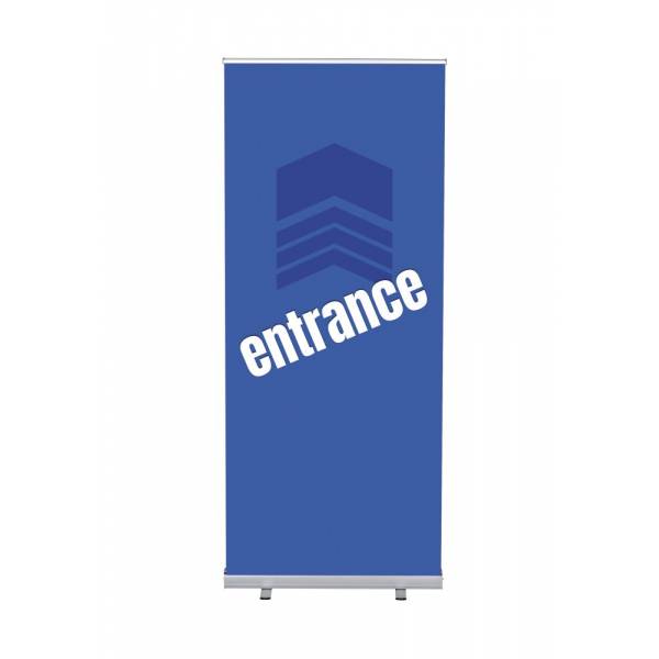 Roll-Banner Budget 85 Komplettset Eingang Blau Englisch