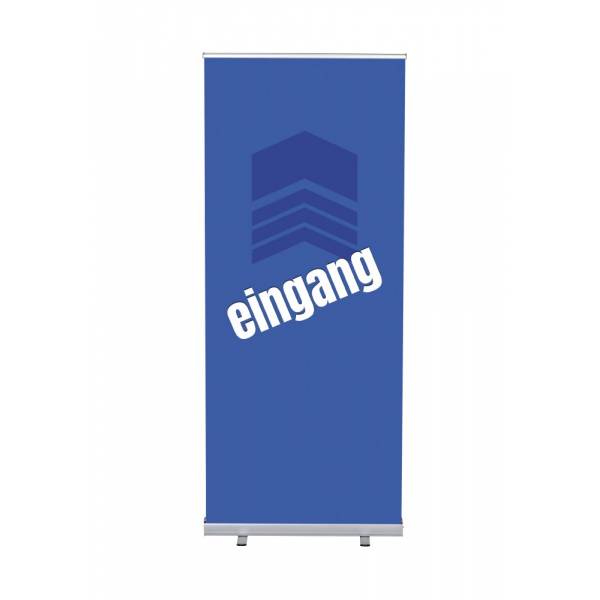 Roll-Banner Budget 85 Komplettset Eingang Blau Deutsch