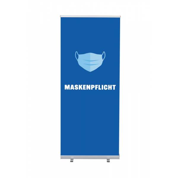 Roll-Banner Budget 85 Komplettset Maskenpflicht Blau Deutsch