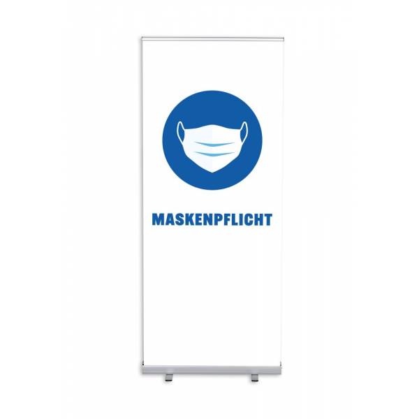 Roll-Banner Budget 85 Komplettset Maskenpflicht Weiß Deutsch