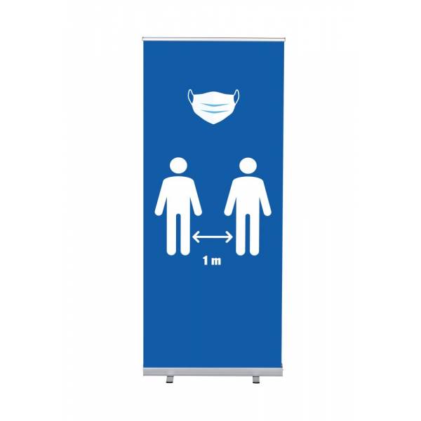 Roll-Banner Budget 85 Komplettset Mask und 1 Meter Abstand Blau