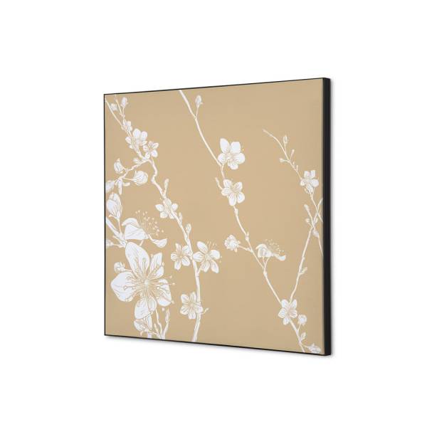 Spannstoff Wanddekoration SET 40 x 40 Japanische Kirschblüte Beige